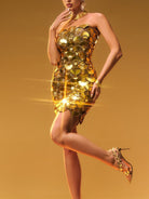 Sequin Scale Mini Dress - Strapless Party Dress for a Dazzling Look