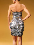 Scale Sequin Bustier Mini Dress - Strapless, Eye-Catching Party Attire