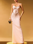 Statement Sequin Diamond Chain Strapless Mermaid Dress