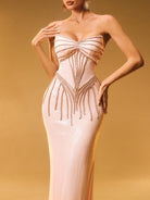 Elegant Sequin Strapless Mermaid Evening Gown with Diamond Strap