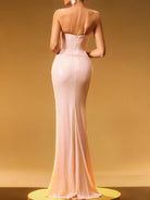 Strapless Sequin Evening Gown with Crystal Chain Detail