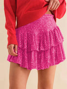 Pleated Sequin Skirt - Sexy Solid Color