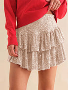 Sexy Pleated Skirt in Solid Sequin Fabric