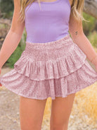 Glamorous Solid Sequin Pleated Mini Skirt