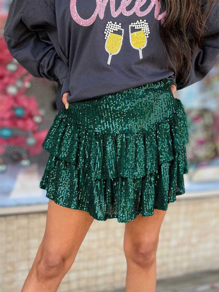 Bodycon Pleated Skirt - Sexy Solid Sequin