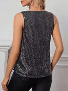 Casual Loose-Fit Sequin Pullover - Draped V-Neck