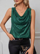 Stylish Draped V-Neck Sequin Pullover - Relaxed