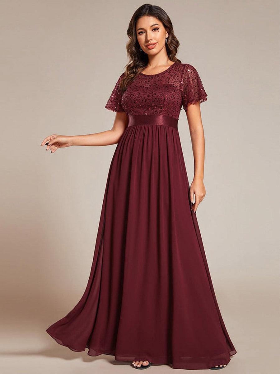 Elegant Sequin Patchwork Formal Gown