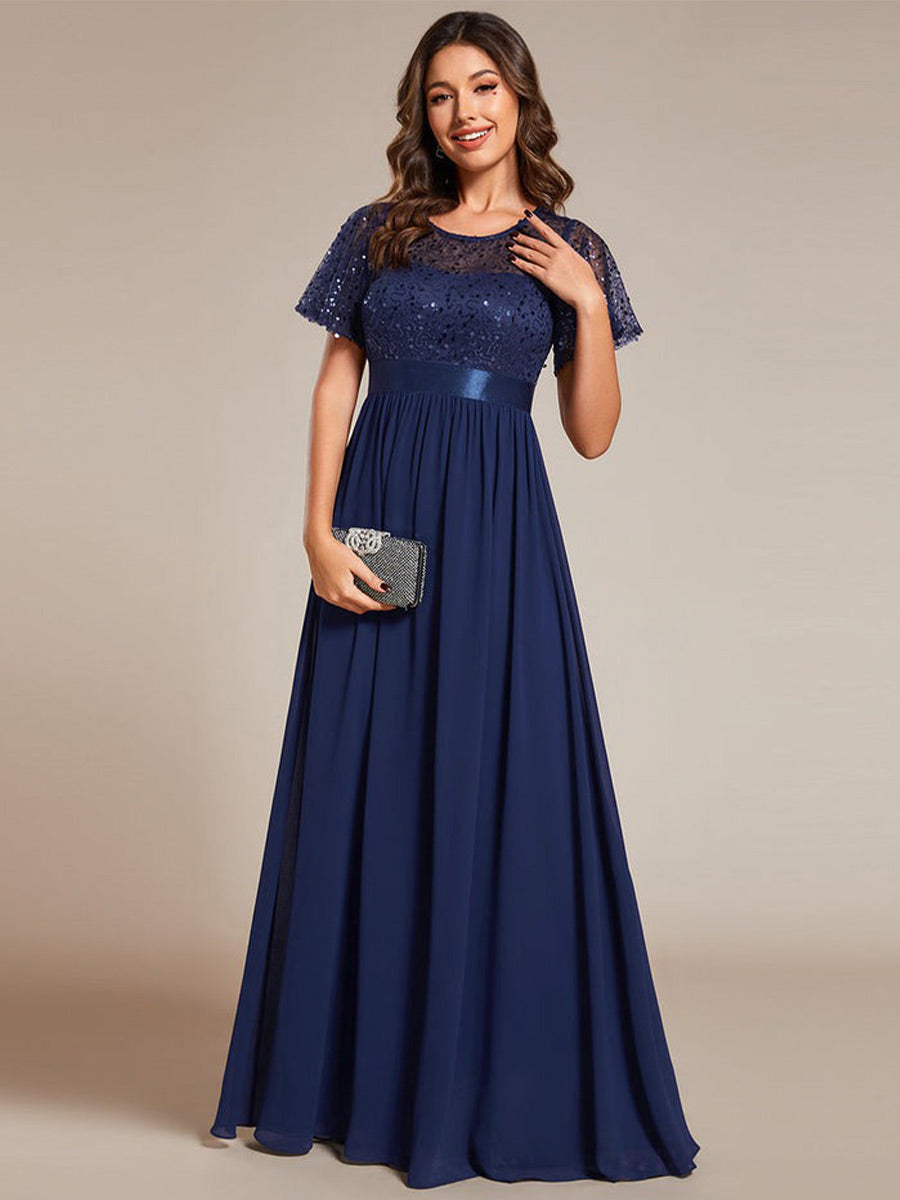 Elegant Patchwork Gown with Sequin Embellishments