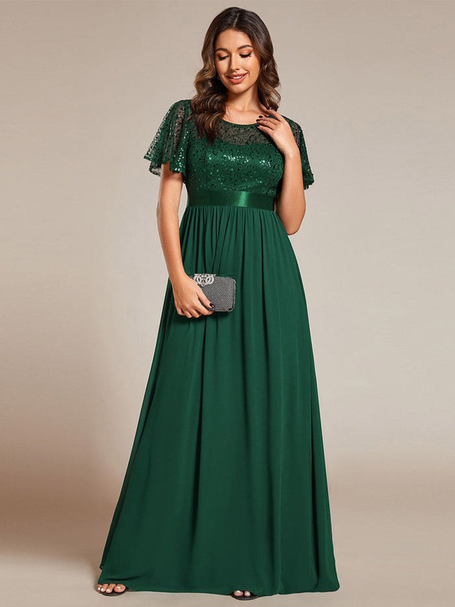 Elegant Gown Featuring Sequin Patchwork