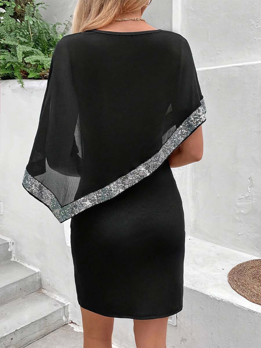 Black Dress Accented with Silver Sequins