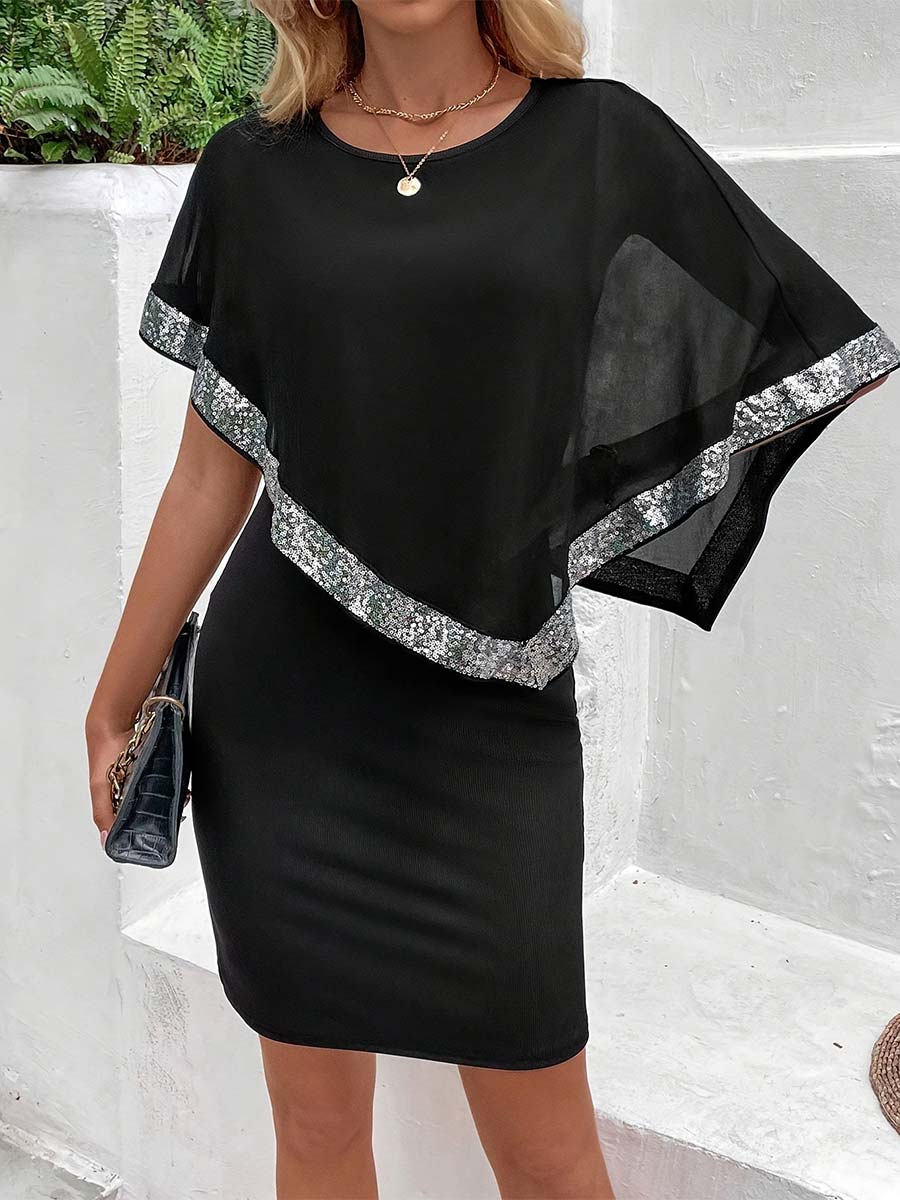 Stylish Black Dress with Silver Sequin Detailing