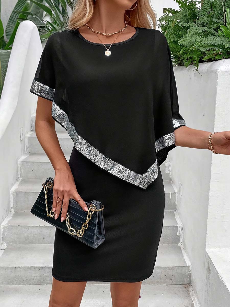 Black Dress with a Touch of Silver Sequin