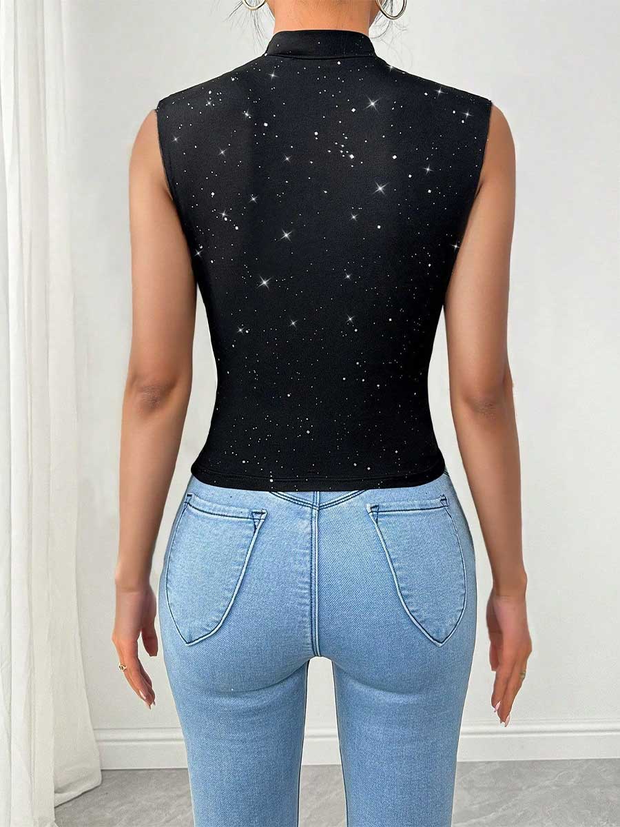 Chic Sequin Tank Top for Women - Summer V-Neck