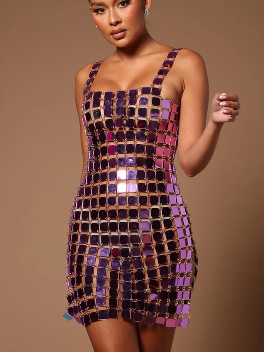 Casual Dress with Acrylic Sequins for Clubbing
