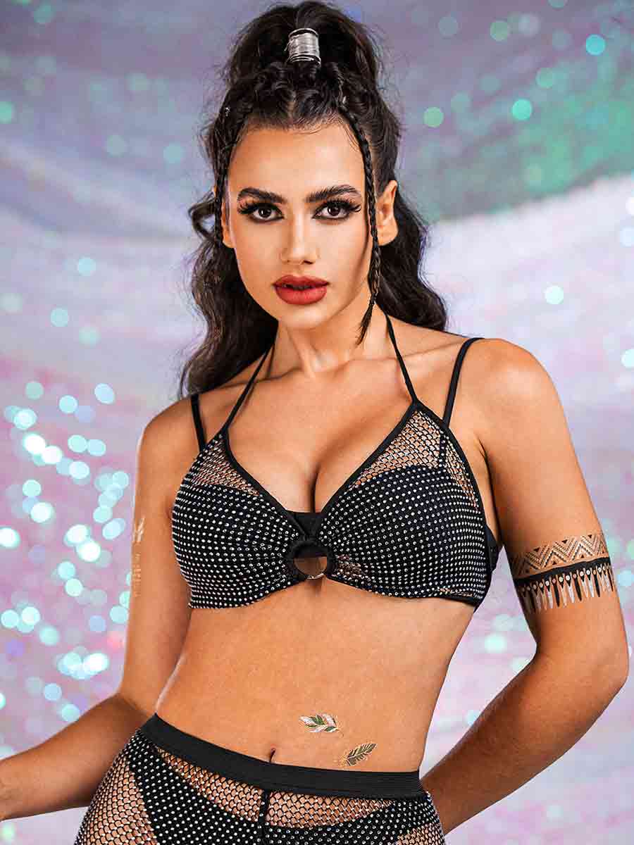 Crystal Mesh Bra Set