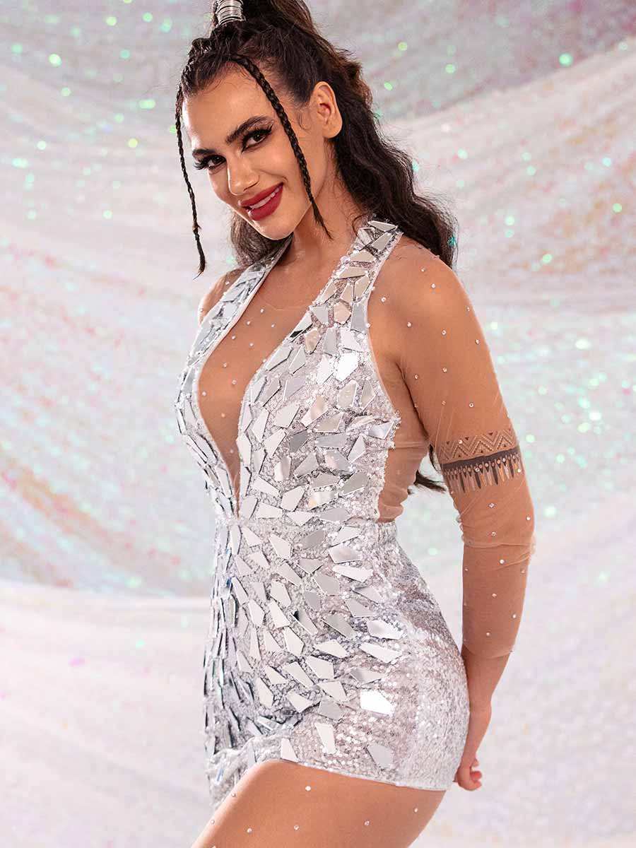 silver mirror dress