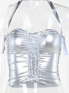 Silver Openwork Reflective Tank Top