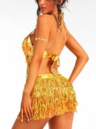 gold sparkly fringe two-piece