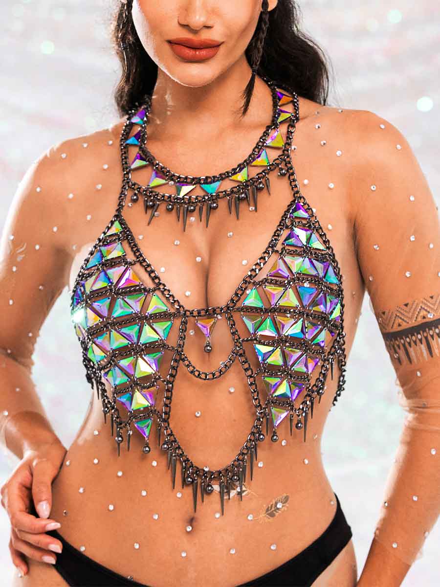 sequin chain bra
