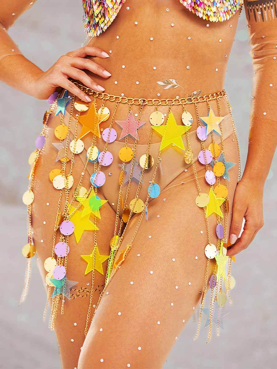 circle sequin fringe skirt