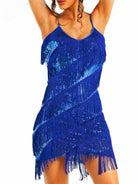 Slim Fit Blue Sequin Mini Dress