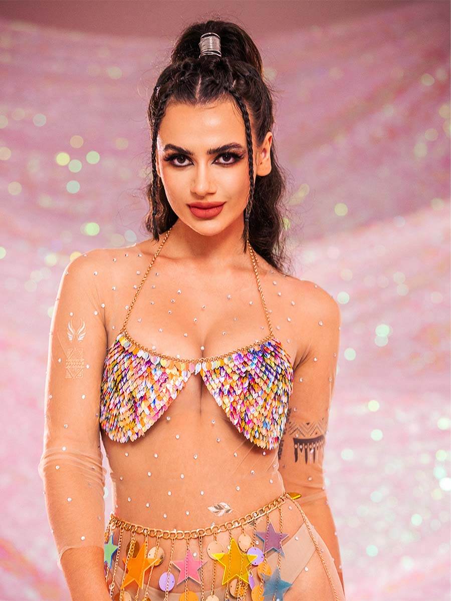 Multicolor sequin bra