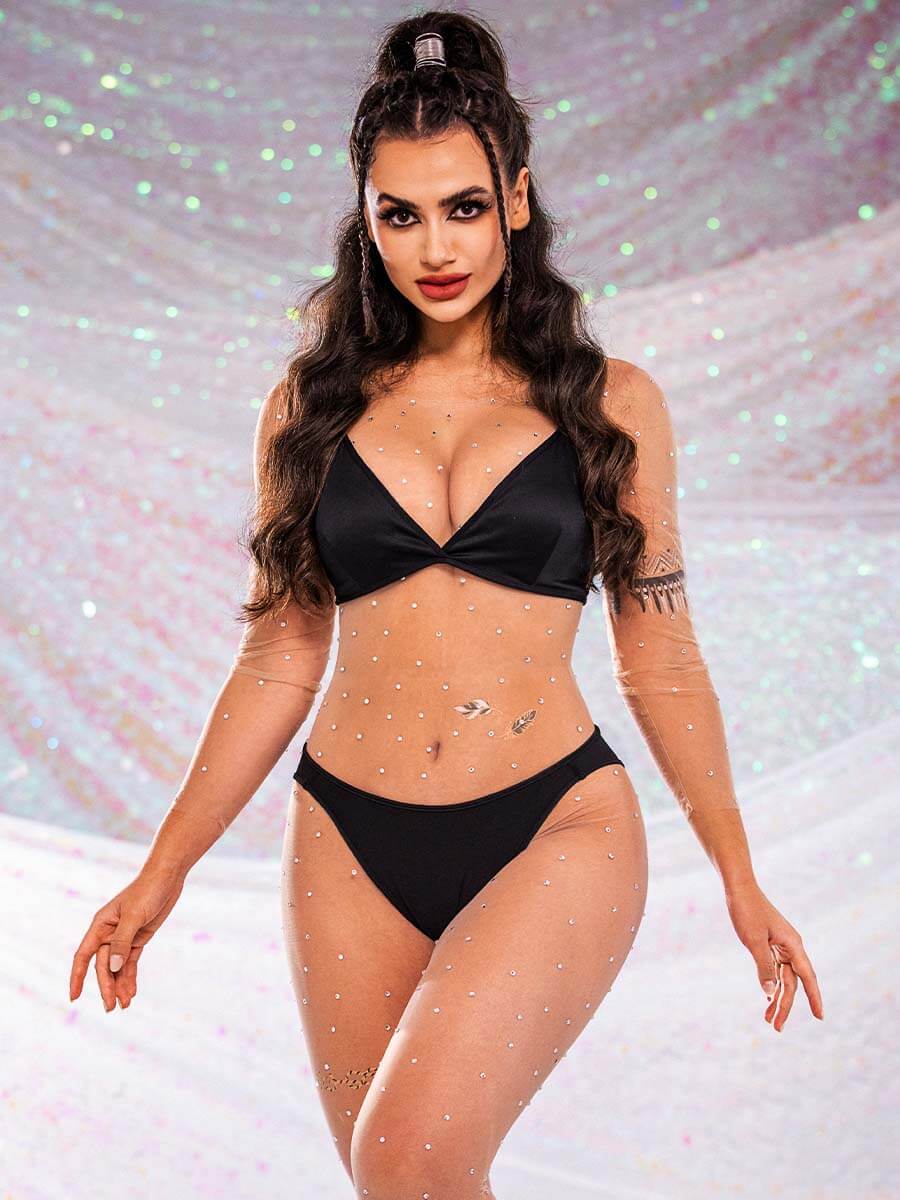 rhinestone nude jumpsuit