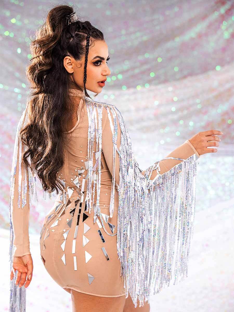 Sequin Tassel Mini Dress