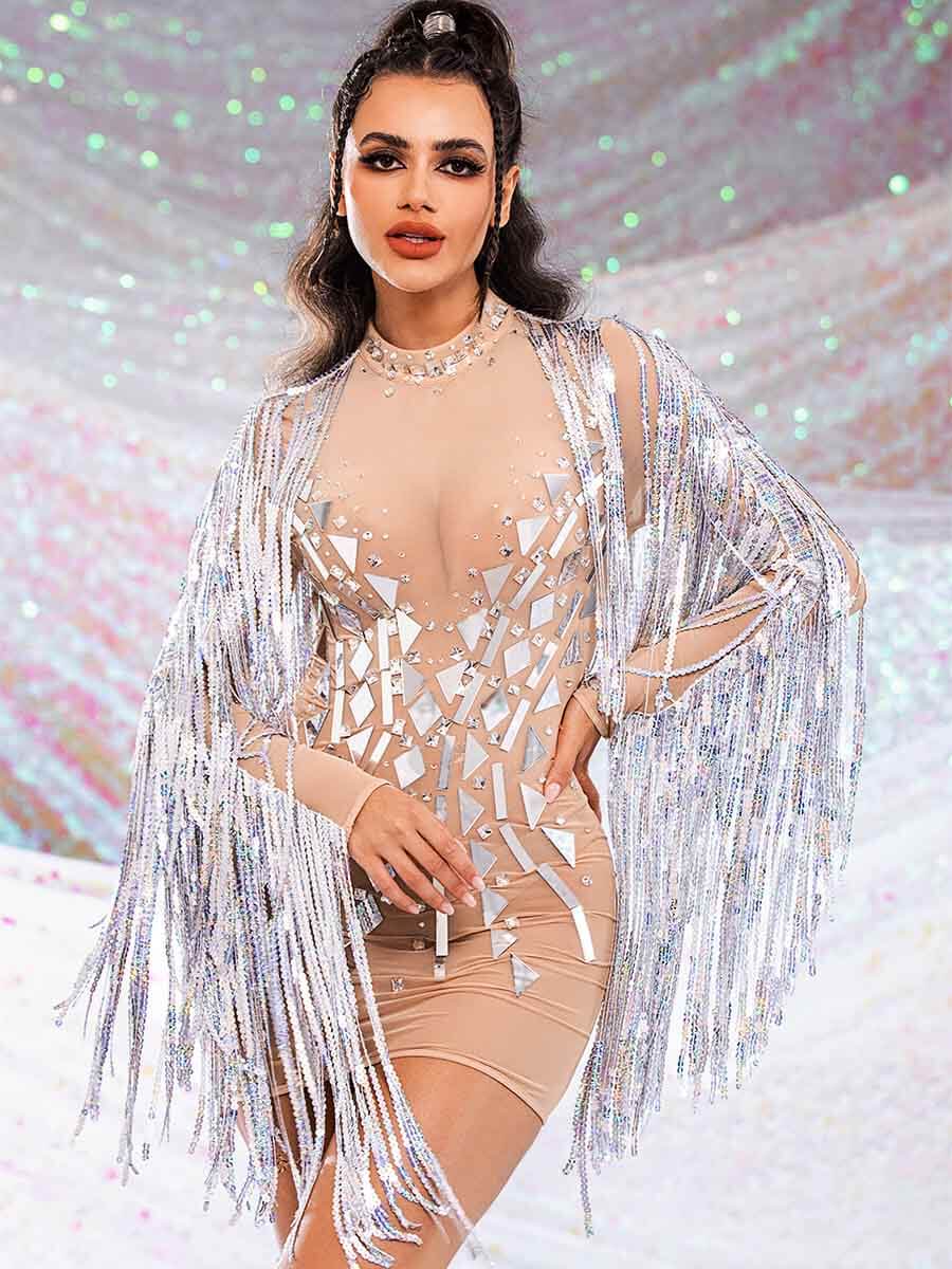 Mirror Dress With Rhinestones