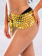 Gold Sequin Fringe Skirt - Metallic Chain Mini Skirt