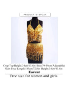 Sequin Tassel Two Piece Sets - Bra Top & Mini Skirt