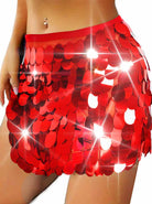 Red Sequin Short Skirt