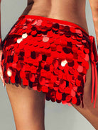 Red sparkly mini skirt