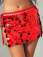 Red shiny short skirt